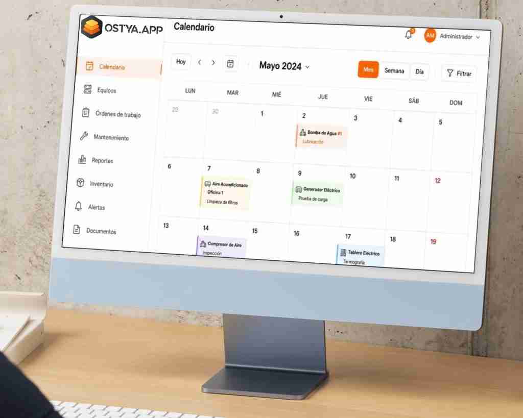 Cronograma de mantenimientos preventivos por activo en Ostya.app
