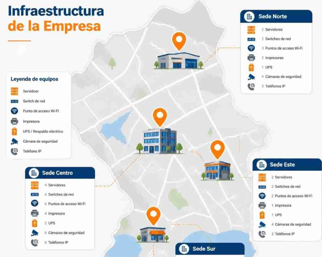 Vista de activos filtrados por sede en Ostya.app