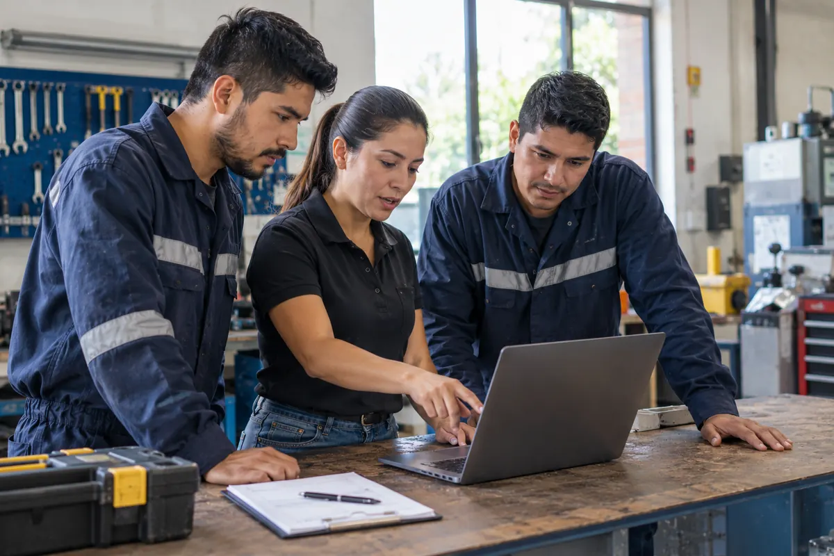 Equipo revisando el control de mantenimientos preventivos de la semana