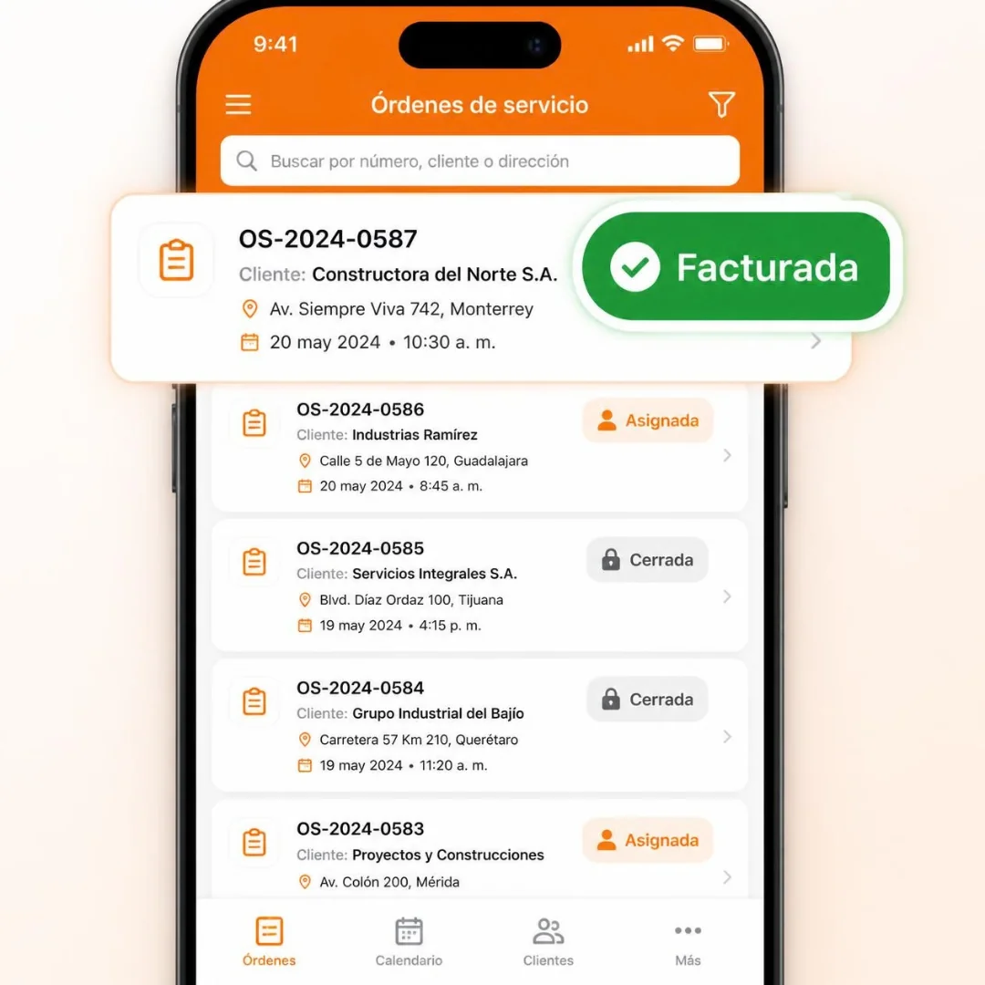 Orden cerrada automáticamente con estado Facturada en Ostya.app
